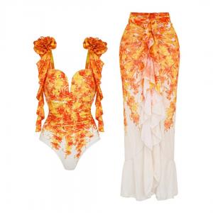 China Summer Bikini with Ruffles Green and Stylish Design wholesale