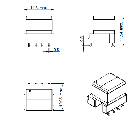 750319177 Auxiliary Gate Drive Transformer Tiny Surface Mount EP7 Package