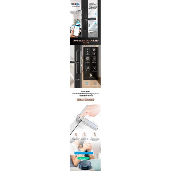 WIFI E - Commerce Double Sided Fingerprint Keyless Cylinder Lock
