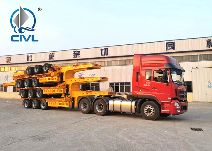 3 Axle 2 x 20ft / 40ft 12500mm Flatbed Container Semi Trailer / Trailer Chassis