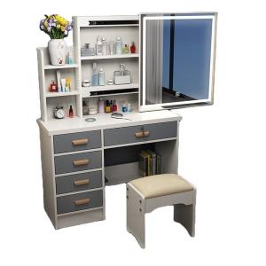 China Simple Makeup Bedroom LED Mirror White Dressing Table Practical Multifunction on sale