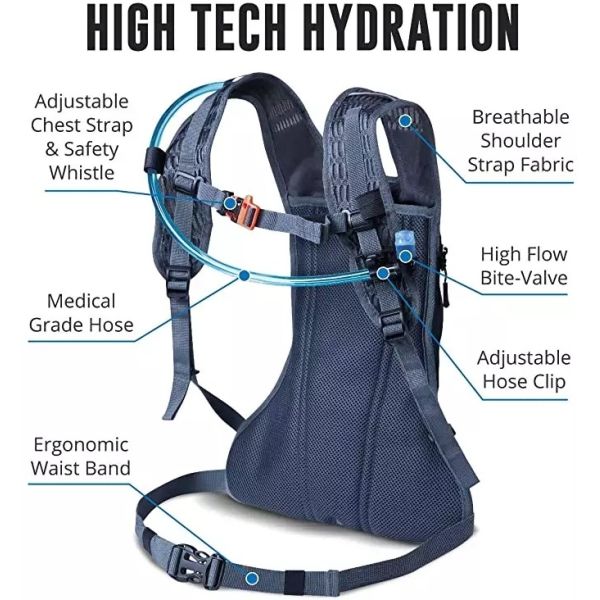 ISO 2L Waterproof Hiking Backpack 0.1kg Lightweight Hydration Vest Traveling Men