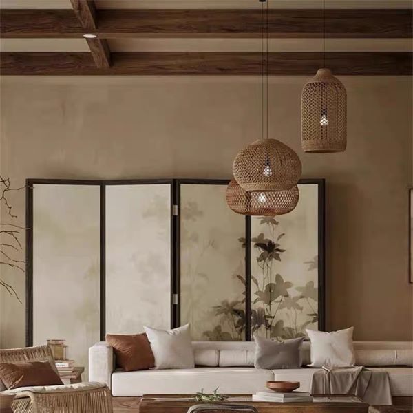 Bamboo Chandelier For Restaurant Rattan Chandelier Retro Art Homestay Tea Room Living Room Bar Rattan Lamp
