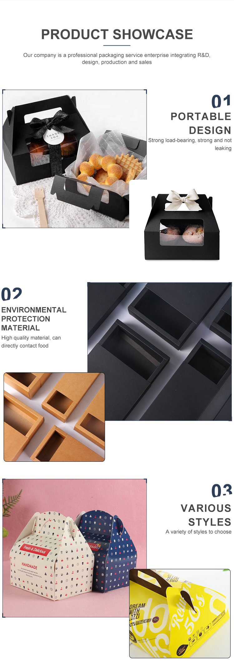 Foldable Flexo Printing C1S C2S paper Window Cake Box Eco Friendly