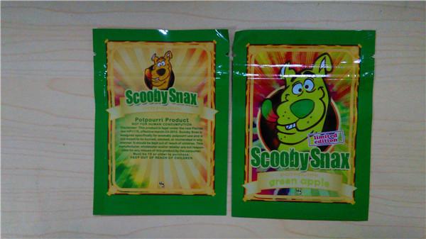 Quality 4g Scooby Snax Herbal Incense Packaging Bags Scooby Snax Green Apple / Hypnotic Bags for sale