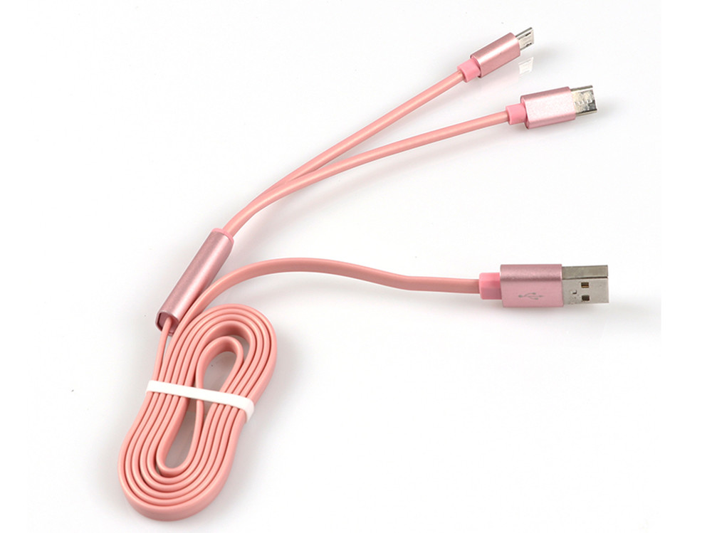Safe Charging USB Extension Cable TPE 2 In 1 Usb Cord For Smartphone Portable