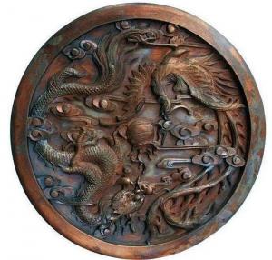 China Circular Metal Dragon Bronze Sculpture 3D+2D Home Decoration wholesale