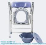 Folding Lightweight Commode Chair With Top Loading Easily Removable Chamber Pot,