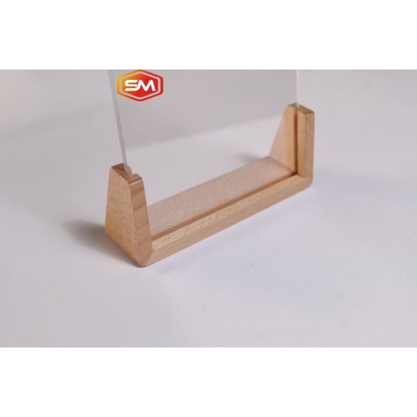 Thick Table Picture Frame 4x6 Photo U Shaped Acrylic Photo Frame with Wood Base