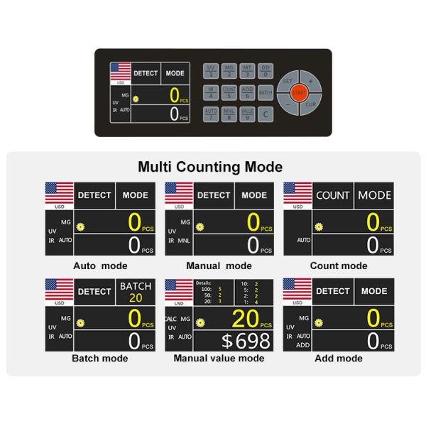 MT 190mm GBP Polymer Money Note Counting Machine Counter With Value Counting HKD