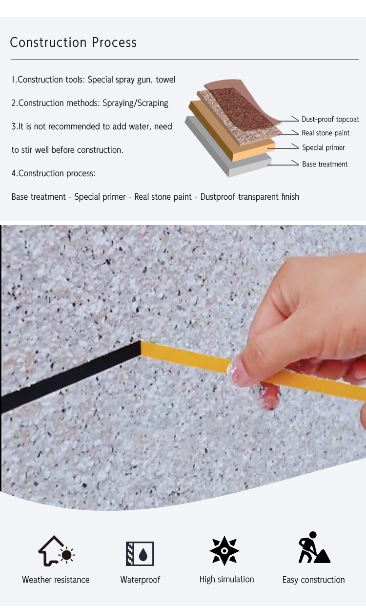 Environmentally Friendly Marble-Like Building Coating Paint with 12 Months Shelf Life