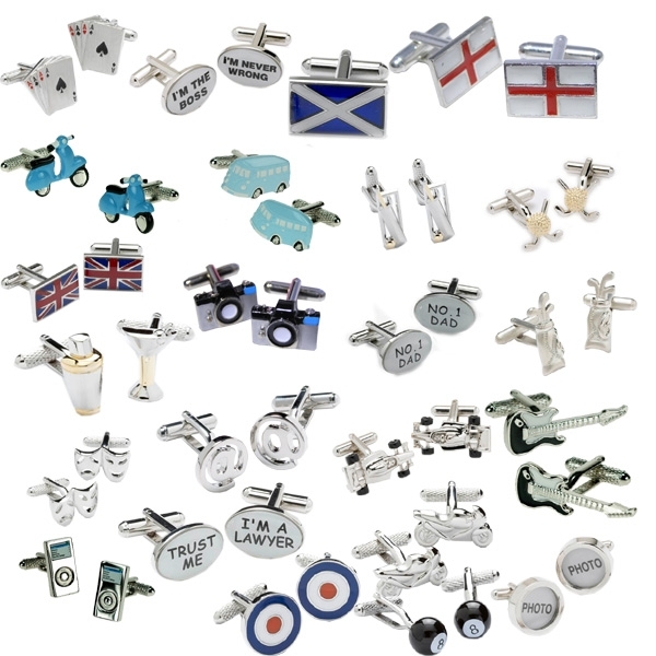 cufflinks, necktie clips, pins, cuff sets,