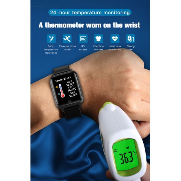 F22 170mAh Series 5 Square Smart Watch With Pulse Oximeter Android NFC TFT Screen