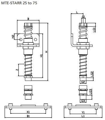 Vacuum Suction Cup Fittings , Double Spring Type Spring Struts MTE-STARR