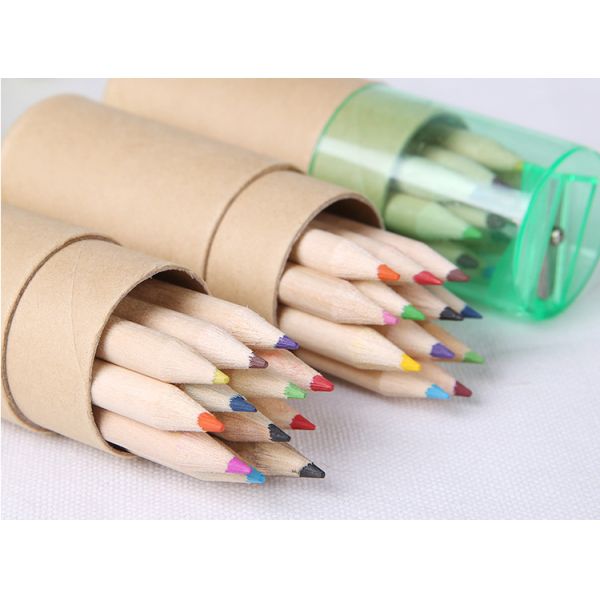 3.5 inch 6pcs natural colour pencil set with sharpener custom gift mini color pencil