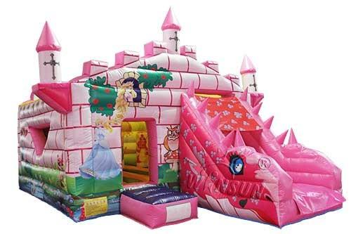 Quality Pink Princess Trampoline with Slide WSC-256 Customized Size for sale