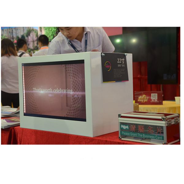 21.5" Three Face Lcd Transparent Screen Advertising Display Box With Multi Angle Display