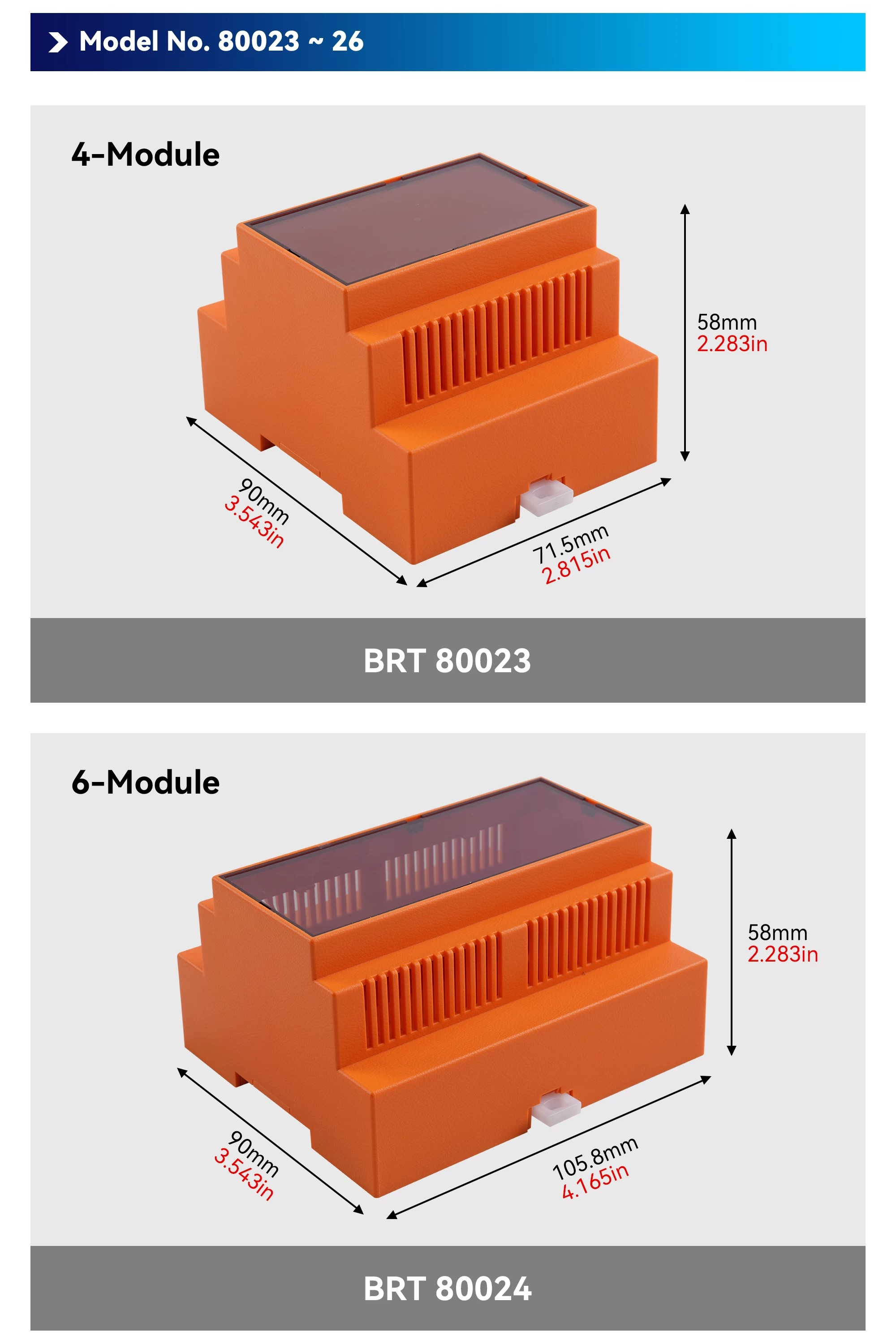 DIN Rail Enclosure 4 Module DIN Rail Housing For PCB Relays & Modules In Fireproof ABS