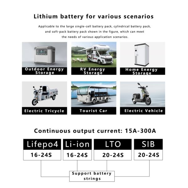 Enerkey 16S-24S 1A-8A 15A-200A Smart Active Balancer BMS Lifepo4/Lipo/LTO Battery Balance with Bluetooth APP CAN RS485