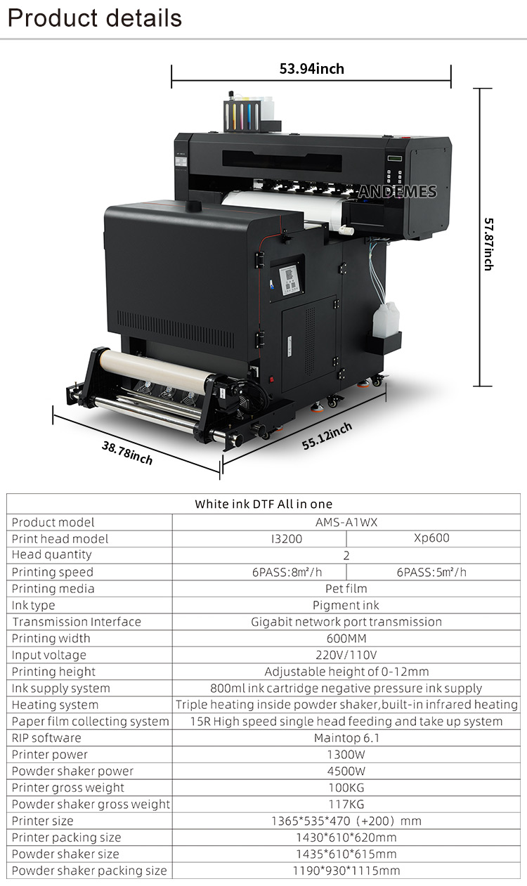 Automatic DTF Transfer Print T Shirt Printing Machine with Dimensions L*W*H 1435*610*615mm