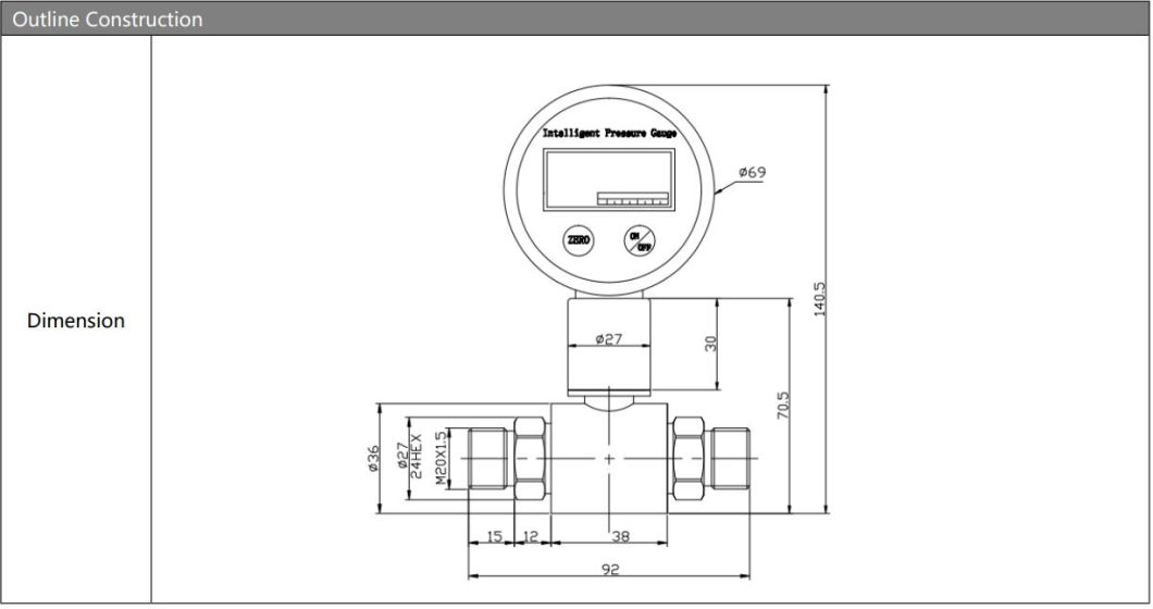 5-Digit LCD Differential Digital Pressure Gauge 9V Supply Bpz2008 China