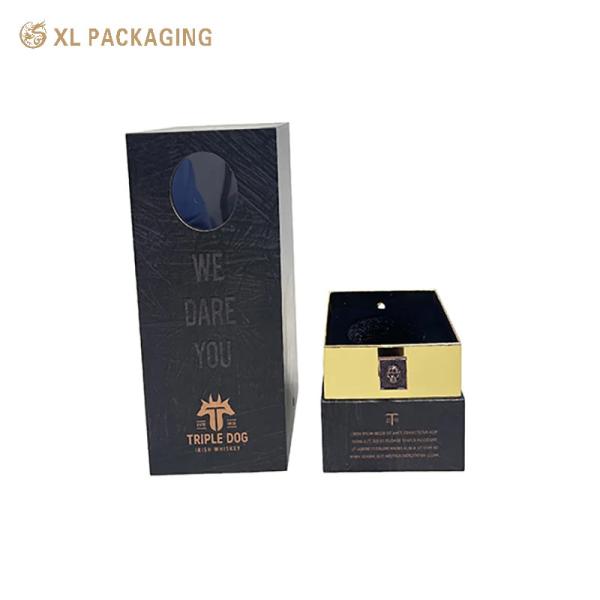 Quality  XL Packaging Custom Packaging Box Factory Custom Printed Gold Foil Logo Wine Gift Box Packaging With Window Lid And Base Paper Box Factory for sale