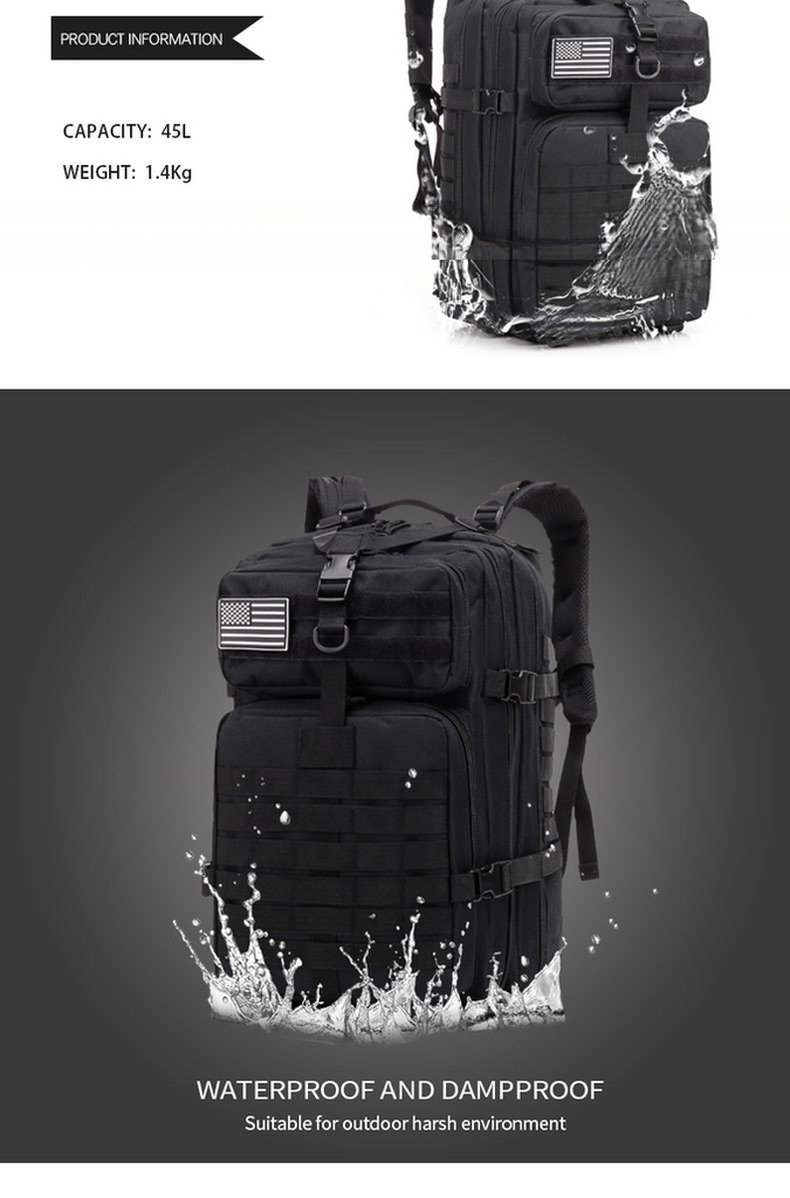 Zipper Hasp Closure Waterproof Backpack for Outdoor Exploration and More