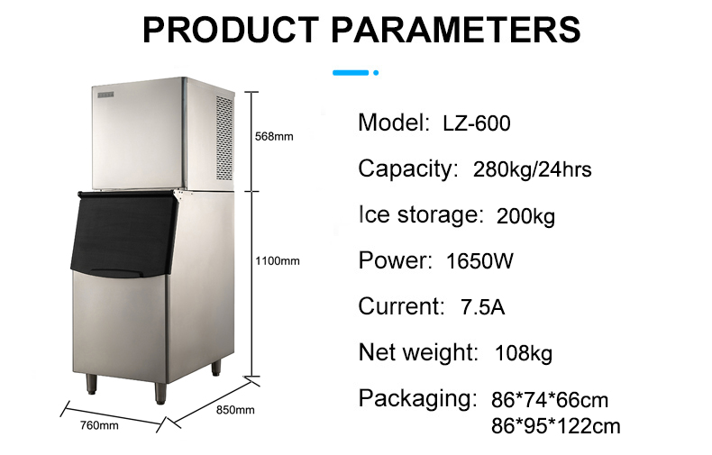 280kg Snowflake Ice Flake Machine LZ-600 for Advanced Stainless Steel Ice Production