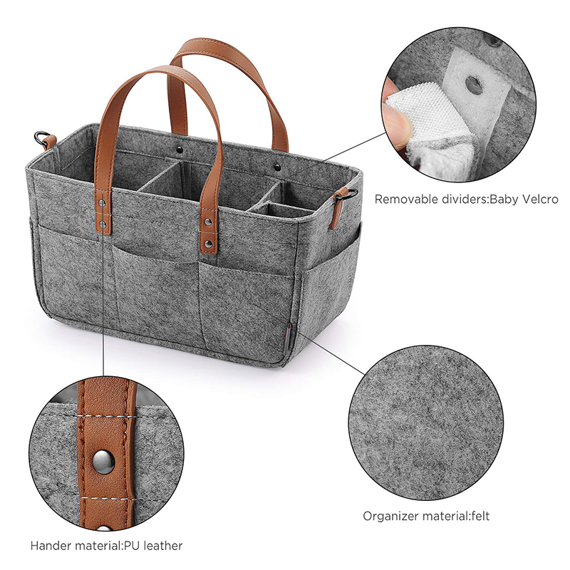 Felt Baby Diaper Organizer 33*18*15 CM For Infant Essentials Storage