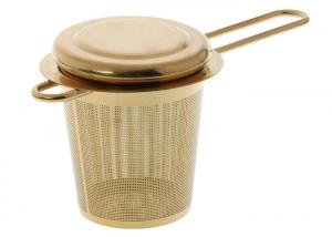 China Gold Stainless Steel 304 Extra Fine Mesh Tea Infuser With Long Handles wholesale