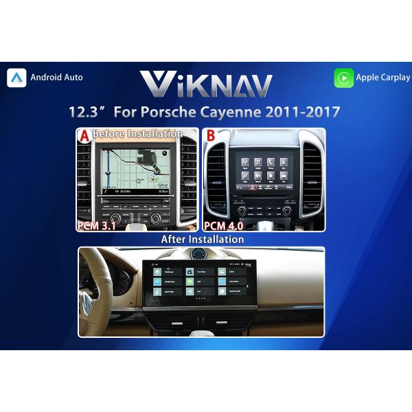 VIKNAV 12.3” Car Radio Touch Screen For Porsche Cayenne 2011 -2017 Head Unit