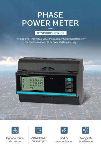 Quality 3 Phase Multifunction Power Meter RS485 Port Multi Tariff Rate Rail Mounting for sale