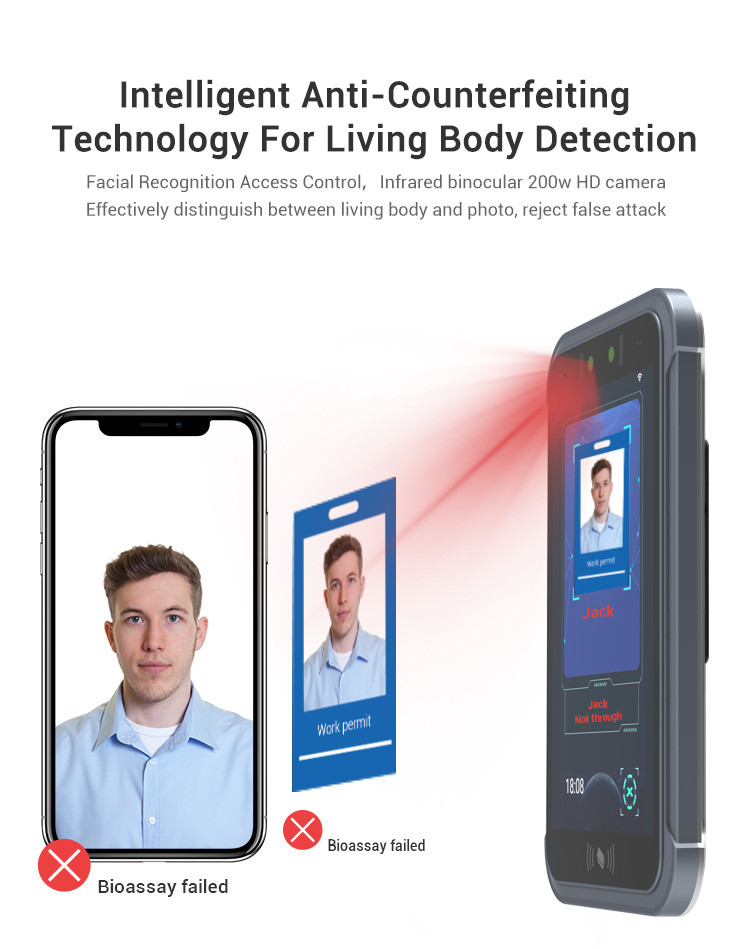 TR08AC Face Recognition Devices Multi Language Non Contact With Health Monitoring Devices