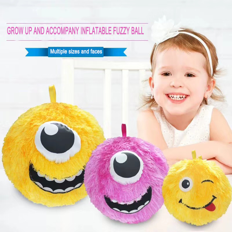 Polyester Outer Skin Material Crazy Face Fabric Covered Fuzzy Ball 16" for Assortment