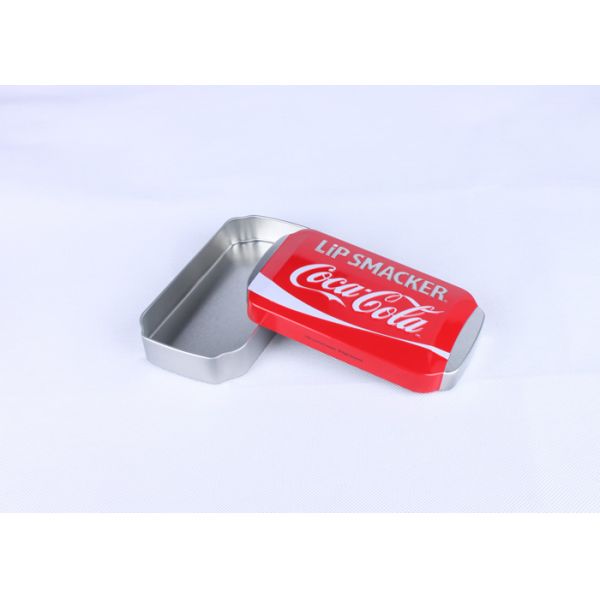 Rectangle Lip Smacker Metal Cosmetic Tins Recyclable 150 x 85 x 30 MM With Embossing