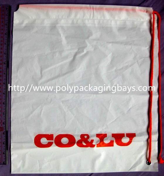 Quality Personalized CPE / LDPE Plastic Drawstring Backpack Shopping Shoulder Tote Backpack for sale