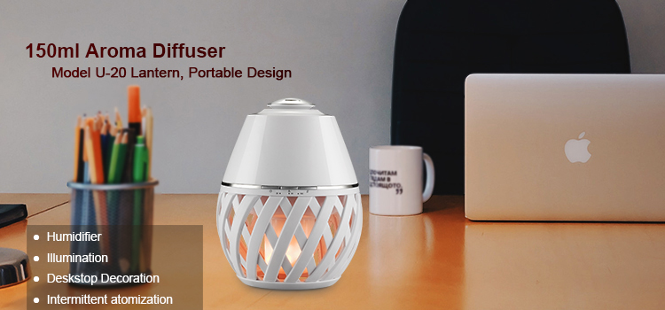 Home BamBoo Flame Lamp 150ml Wood Aromatherapy Diffuser