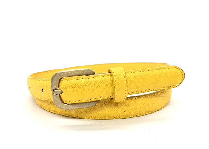 China Yellow 20mm Women's Fashion Leather Belts For Pants wholesale