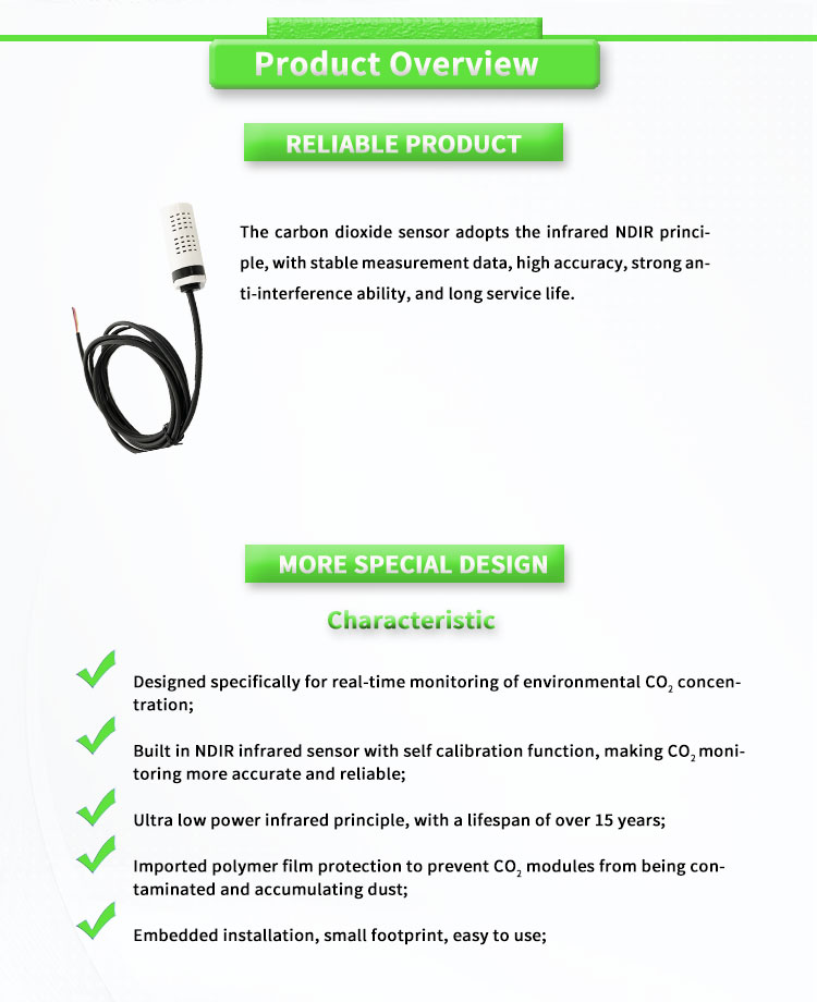 ODM Customized Support UBGA-CO2-1Y Real Time Carbon Dioxide Sensor 6-13V RS485