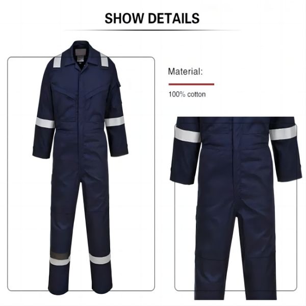 Safety Coverall Suit front view showing chest pockets and closure system
