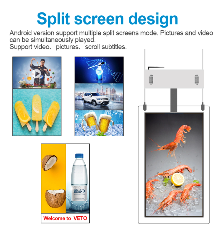 Dual Screen Transparent LCD Screen Floor Standing Digital Signage LCD Display