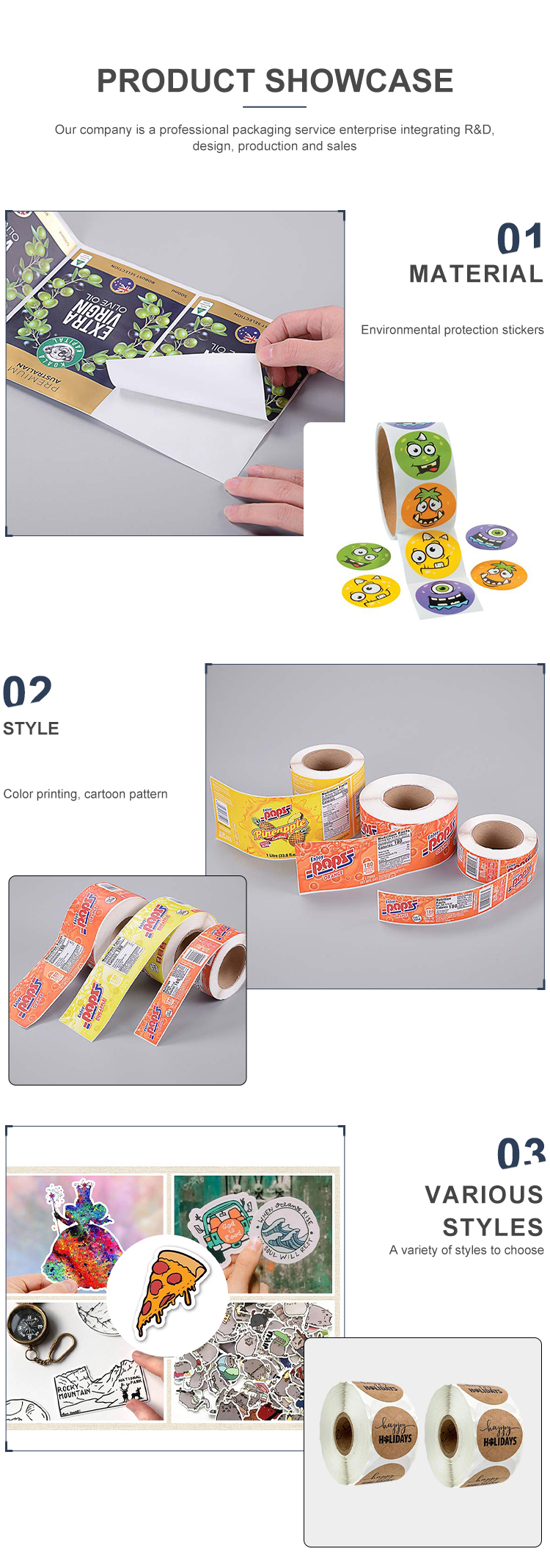 Private LOGO Adhesive Direct Thermal Paper Custom Printing Stickers