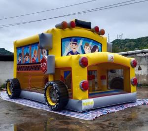 China School Bus Inflatable Bouncer Jumping House 7mL*5mW*4mH wholesale