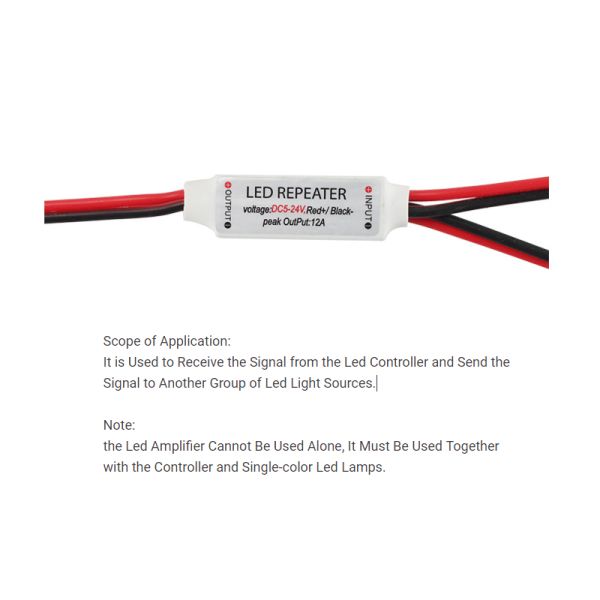 Mini LED Amplifier 12V , RGB LED Repeater For Monochrome Light Strip