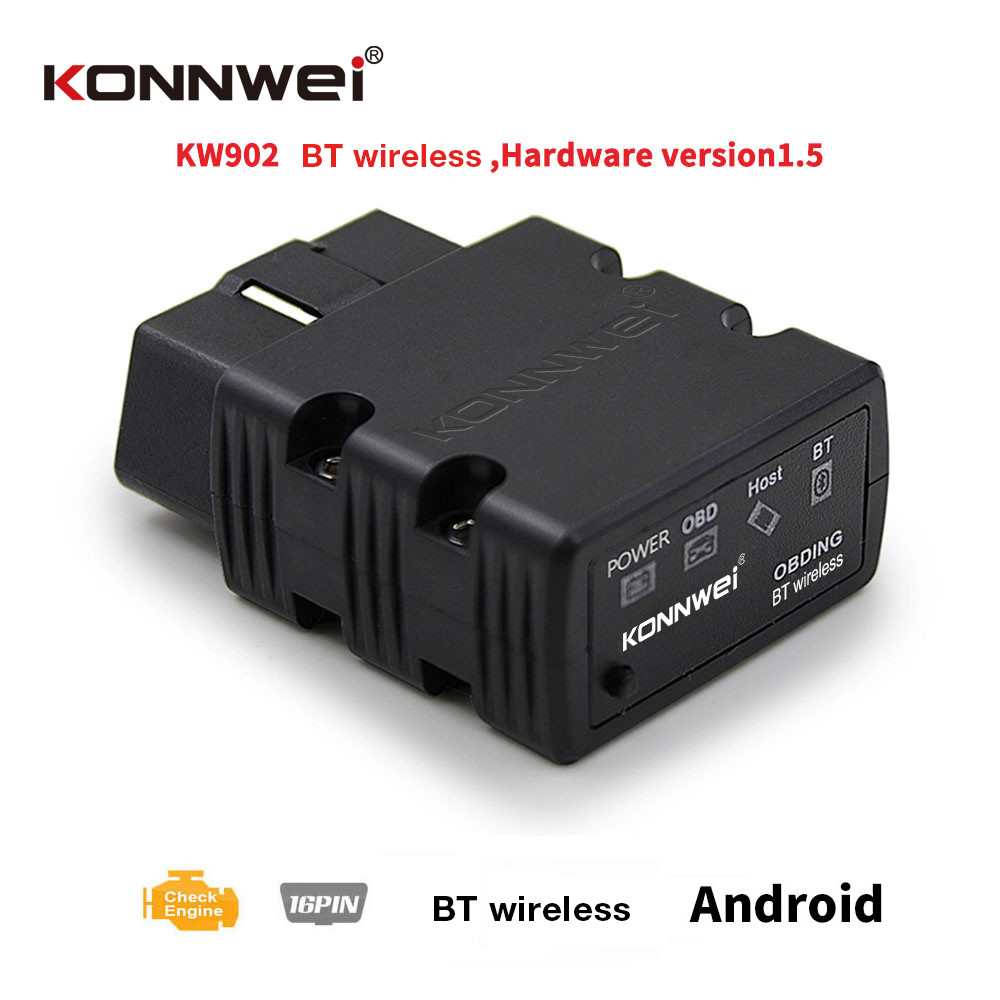 ABS Elm327 Obdii Obd2 Bluetooth Auto Car Diagnostic Interface Scanner KW902 Read Real - Time Data Fault Codes On ECU