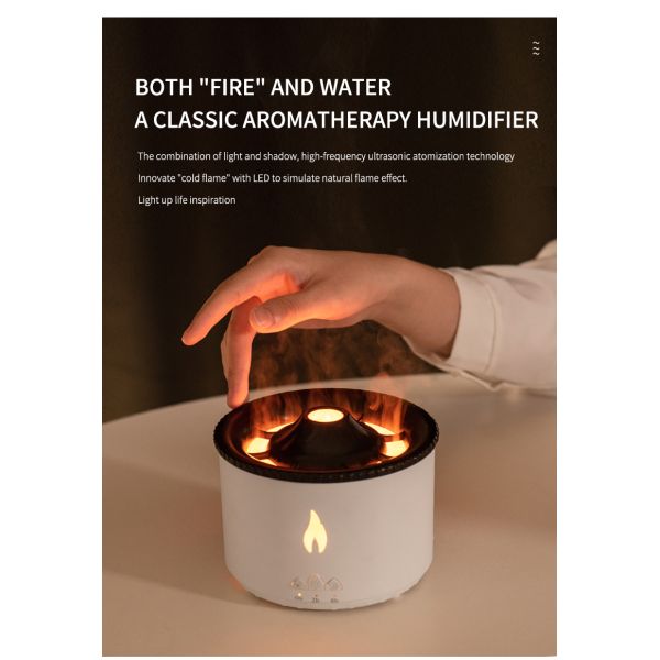 350ML Capacity 3D Flame Effect Volcano Air Humidifier Aroma Diffuser for Home Fragrance