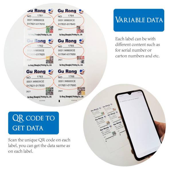 Quality BOPP Film Variable Data Label Printing QR Code  Digital Print Label for sale