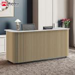 Scratch Resistant Wooden Grille and White Mountain Patterned Rock Slab Front