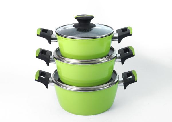 Quality 20cm Customized Logo Pressed Aluminum LFGB Ceramic Pot Set for sale