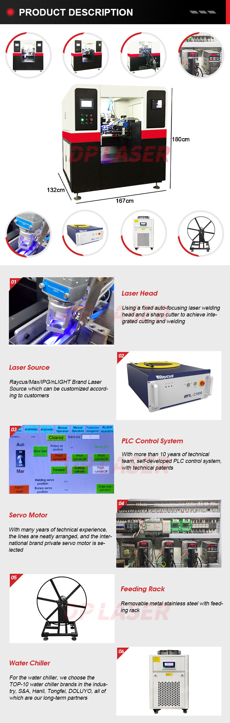 DP LASER 1000W Industrial Laser Solutions Raycus Pan Satin Belt Trash Can Stainless Steel Belt